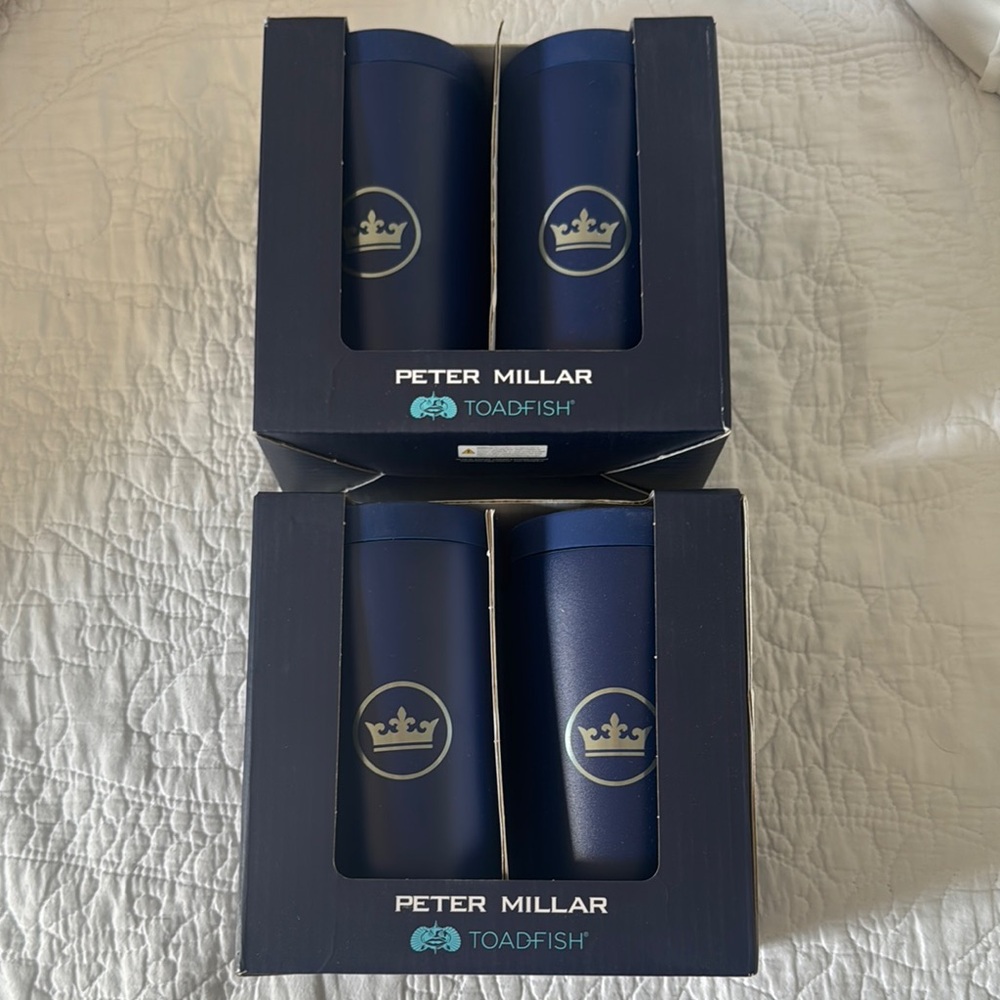 Peter Millar Toadfish Blue Tumblers with Crown Logo